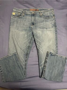 Cinch Light Blue Denim Jeans with Orange Logo